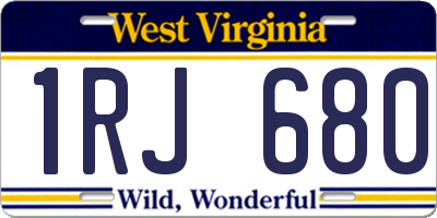 WV license plate 1RJ680