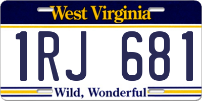 WV license plate 1RJ681