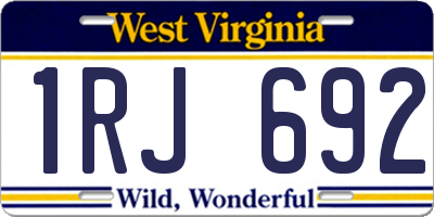 WV license plate 1RJ692