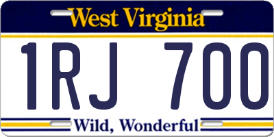 WV license plate 1RJ700