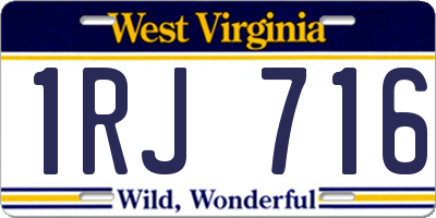 WV license plate 1RJ716