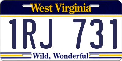 WV license plate 1RJ731