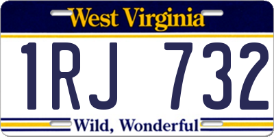 WV license plate 1RJ732