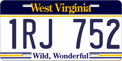 WV license plate 1RJ752