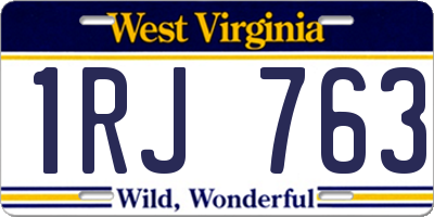 WV license plate 1RJ763