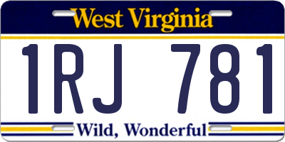 WV license plate 1RJ781