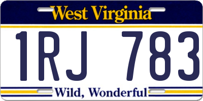 WV license plate 1RJ783