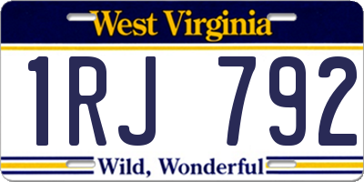 WV license plate 1RJ792