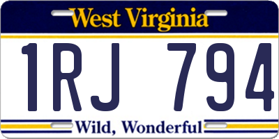 WV license plate 1RJ794