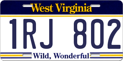 WV license plate 1RJ802