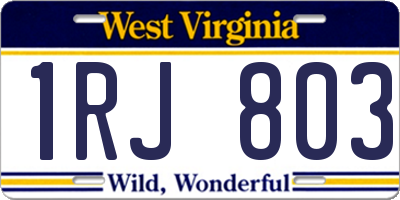 WV license plate 1RJ803