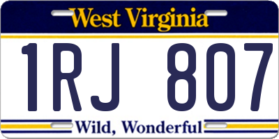 WV license plate 1RJ807
