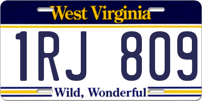 WV license plate 1RJ809