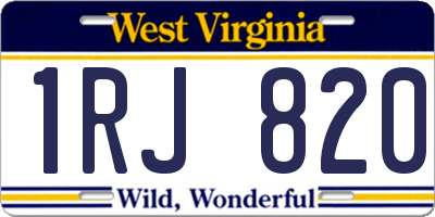 WV license plate 1RJ820