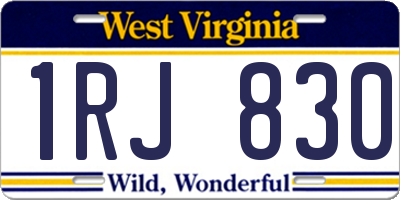 WV license plate 1RJ830