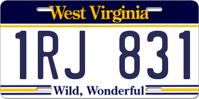 WV license plate 1RJ831