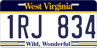 WV license plate 1RJ834