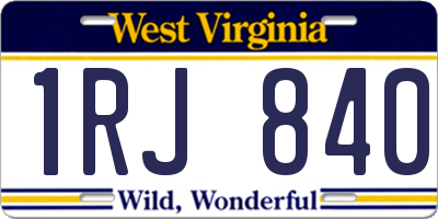 WV license plate 1RJ840