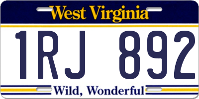 WV license plate 1RJ892
