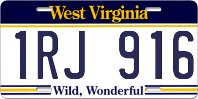 WV license plate 1RJ916