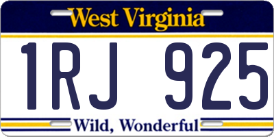 WV license plate 1RJ925