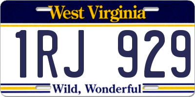 WV license plate 1RJ929