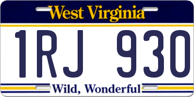 WV license plate 1RJ930