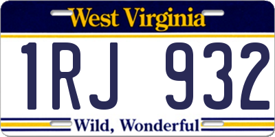 WV license plate 1RJ932