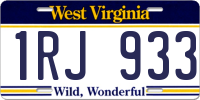 WV license plate 1RJ933