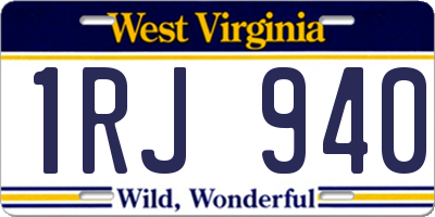 WV license plate 1RJ940