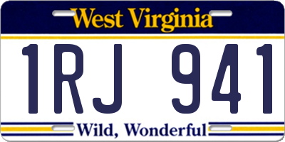 WV license plate 1RJ941