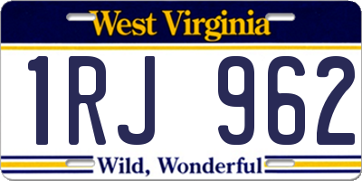 WV license plate 1RJ962