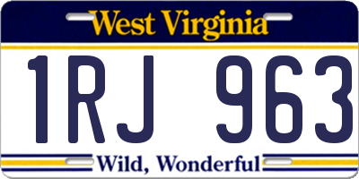 WV license plate 1RJ963