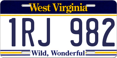 WV license plate 1RJ982