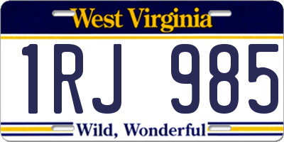 WV license plate 1RJ985