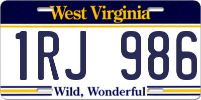 WV license plate 1RJ986
