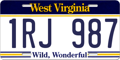 WV license plate 1RJ987