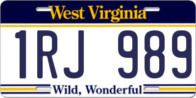 WV license plate 1RJ989