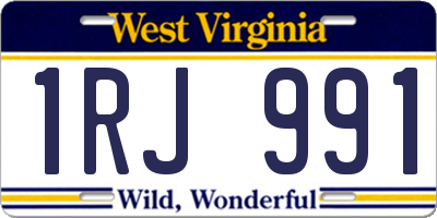 WV license plate 1RJ991