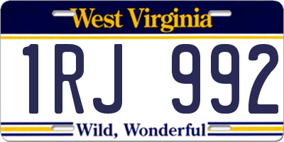 WV license plate 1RJ992