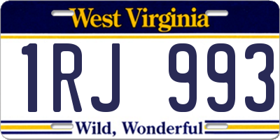 WV license plate 1RJ993