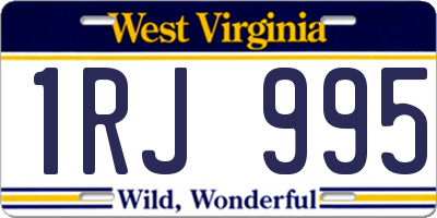 WV license plate 1RJ995