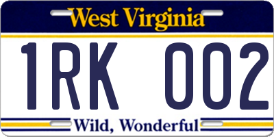 WV license plate 1RK002