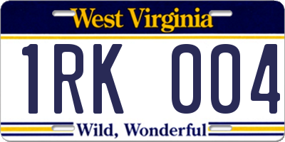 WV license plate 1RK004