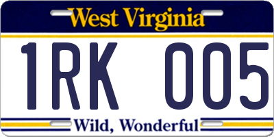 WV license plate 1RK005