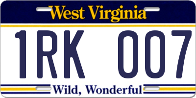 WV license plate 1RK007