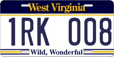 WV license plate 1RK008
