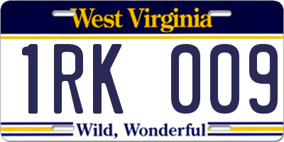 WV license plate 1RK009