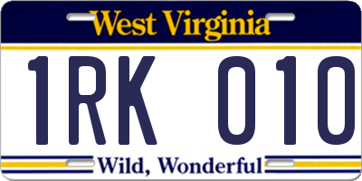 WV license plate 1RK010