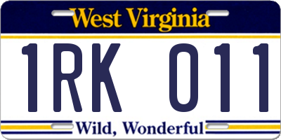 WV license plate 1RK011